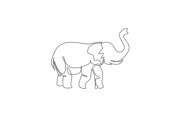 Een Enkele Lijn Tekening Van Grote Afrikaanse Olifant Vector Illustratie — Stockvector