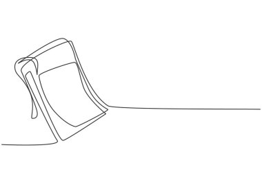 Açık not kağıdının tek satır çizimi. Okul minimalisti, eğitim konsepti. Aralıksız basit çizgi çizim biçimi grafik vektör çizimi