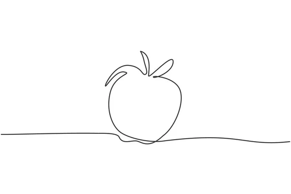 Une Ligne Continue Dessinant Des Pommes Fraîches Nourriture Pour Repas — Image vectorielle