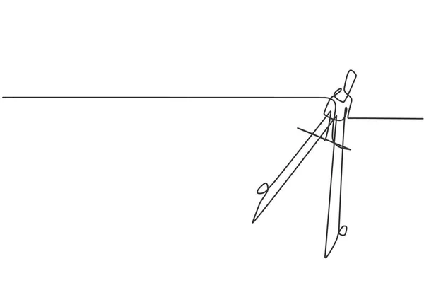 Einzelne Durchgehende Linienzeichnung Des Federbogenkompasses Für Den Zeichenkreis Zurück Zur — Stockvektor
