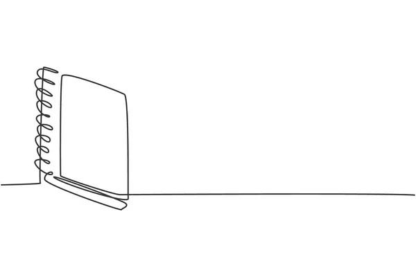 Einzelne Durchgehende Linienzeichnung Eines Geschlossenen Notizbuchs Zurück Zur Schule Minimalistischer — Stockvektor