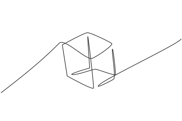 Single One Line Drawing Cube Geometry Shape Back School Minimalist — Stock Vector