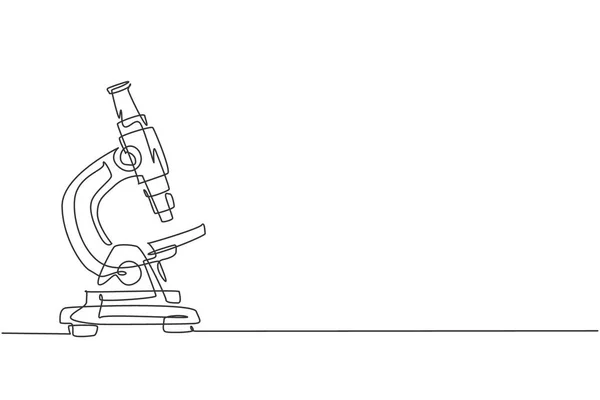 Microscópio Laboratório Contínuo Desenho Uma Linha Para Ajudar Médico Descobrir —  Vetores de Stock