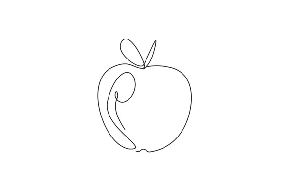 Één Lijn Tekening Van Vers Appelfruit Tropisch Fruit Icoon Silhouet — Stockvector