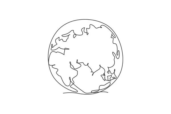 Круглая Планета Графическая Иконка Единой Непрерывной Линии Мире Концепции Географического — стоковый вектор