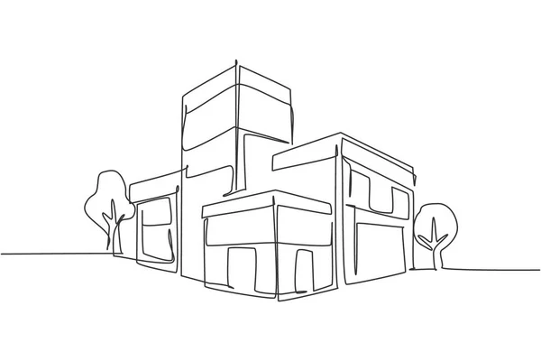 Single Continuous Line Drawing Luxury House Building Big City Home Royalty Free Stock Illustrations