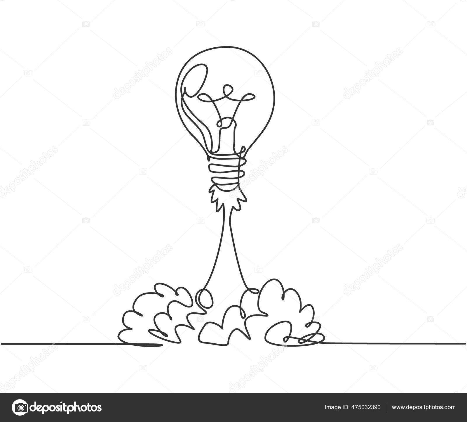 Continuous one line drawing light bulb symbol Vector Image