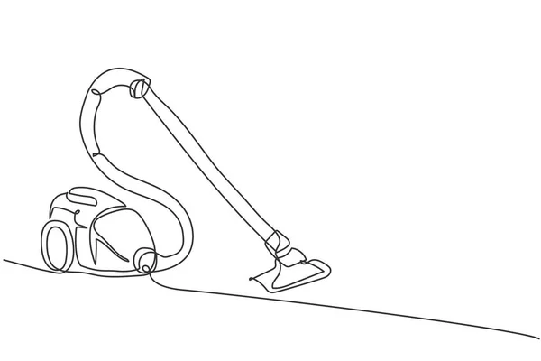 Una Línea Continua Dibujo Aspiradora Eléctrica Electrodoméstico Electricidad Robot Inalámbrico — Vector de stock
