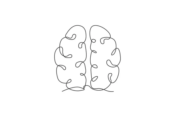 Enda Linje Ritning Mänsklig Hjärna För Memorera Medicinsk Klinik Logotyp — Stock vektor