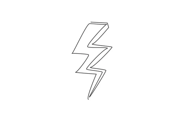 電気会社のロゴラベルのための雷ボルトの軽量化の単連続線画 パワーアップロゴタイプアイコンコンセプト 現代的な1行のグラフィックデザインのベクトルイラスト — ストックベクタ