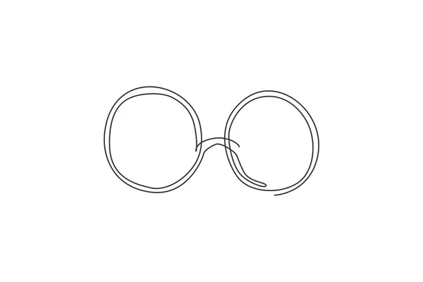オタク古い丸い形のメガネのロゴアイコンの連続線画 光学店のロゴタイプシンボルテンプレートコンセプトのための古典的なメガネフレーム トレンドシングルラインドローデザインベクトルイラスト — ストックベクタ