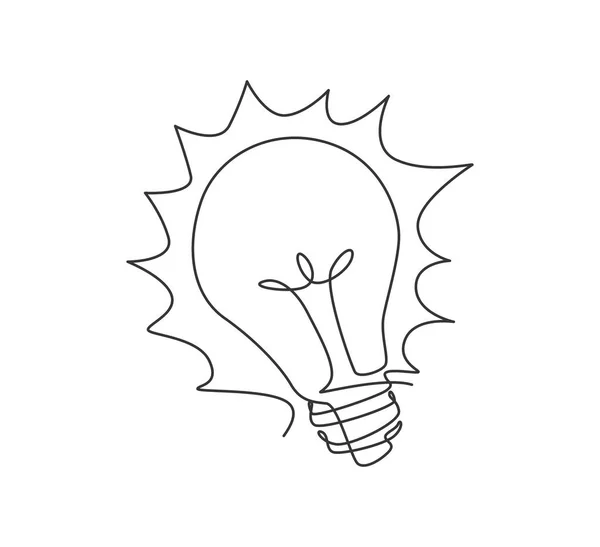 Dessin Ligne Continue Emblème Logo Icône Ampoule Verre Brillant Logotype — Image vectorielle