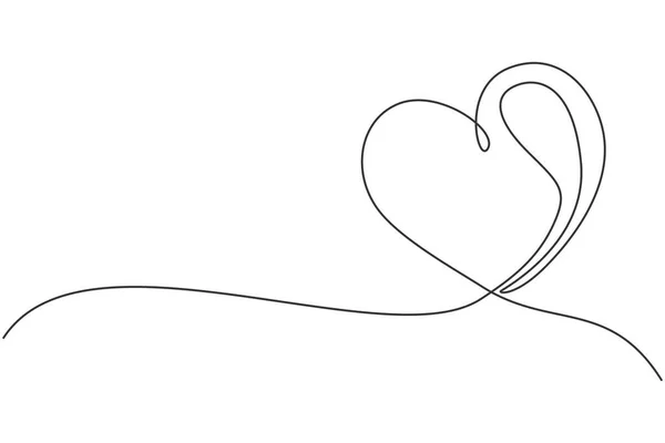 One Single Line Drawing Cute Love Heart Shaped Greeting Card — Stock Vector