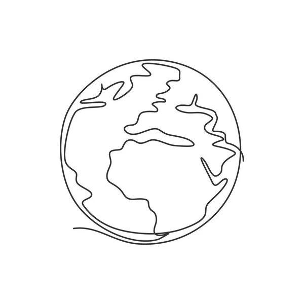 Dibujo Línea Continua Única Esfera Tierra Global Para Etiqueta Logotipo — Vector de stock