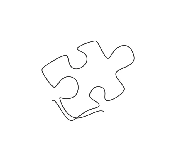 Single Continuous Line Drawing Puzzle Piece Human Creativity Thinking Process — Stock Vector