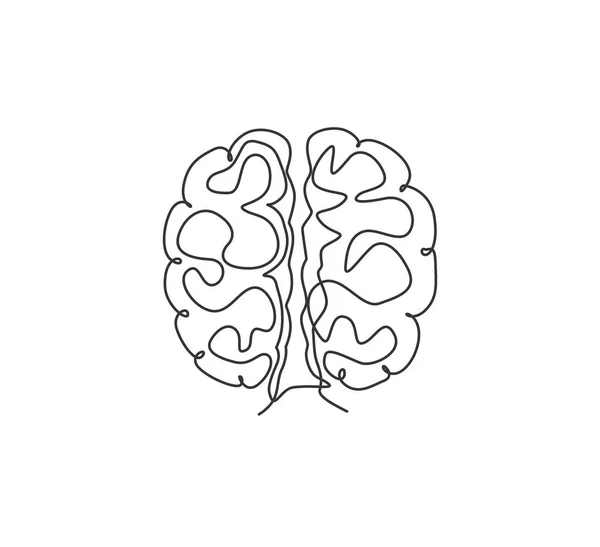 Dibujo Una Línea Continua Del Emblema Del Icono Anatomía Cerebral — Vector de stock