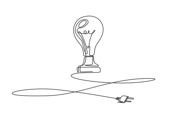 長い線で床にきれいな電球の1つの連続線画 創造性アイデアシンボルロゴタイプテンプレートコンセプト 現代の単線描画デザイングラフィックイラスト — ストックベクタ