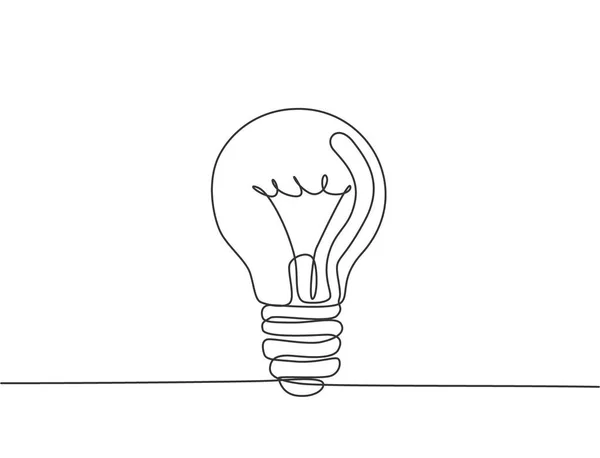 電気会社のロゴのアイデンティティのためのきれいなガラス電球の一本の線画 電源アイコンのコンセプト トレンディーな連続線描画ベクトルイラスト — ストックベクタ