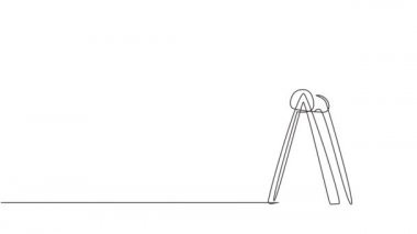 Lunaparktaki dönme dolabın tek çizgi çizimi, büyük dairesel daire yüksekliğinde. Aileler için ilginç bir eğlence gezisi. Bir çizgi kendini çizme animasyonu. Tam uzunluk hareketi.