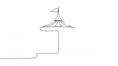 Sürekli çizilen tek bir çizgi, bir lunaparkta bayrak sallayarak çadırın altında dönen atlıkarıncayı çizer. Mutlu bir çocukluk. Bir çizgi. Tam uzunluk canlandırması.