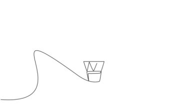 Tek bir çizginin kendi kendine çizdiği animasyon, çizgili bir balonu ve gökyüzüne doğru uçan bir yolcu sepetini kendine çekiyor. Tatil deneyimi. Devamlı çizgi çekme. Tam uzunluk canlandırması.