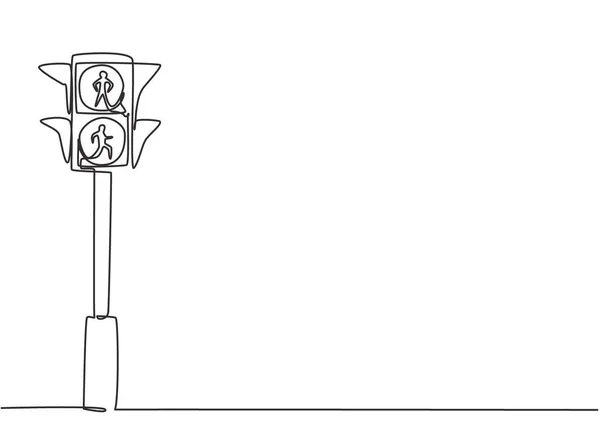 Dibujo Una Sola Línea Semáforos Especiales Para Peatones Que Cruzan — Vector de stock