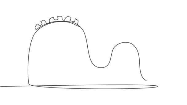 Анимационный Саморисование Одной Сплошной Линии Рисовать Американские Горки Парке Развлечений — стоковое видео