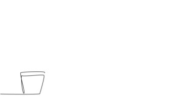 Sürekli tek bir çizginin animasyonlu çizimi süs bitkilerinde kullanılan beş yapraklı saksı bitkisini kendine çekiyor. Lavaboyu yeşile boyamak için ekin. Tam uzunluktaki bir çizgi canlandırması.
