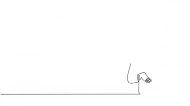 Bir Arap erkeğinin sürekli çizdiği animasyon, mikroplardan kaçınmak için avuçlarına dezenfektan döküyor, daha hijyenik. Corona virüsüne karşı koruma. Tam uzunluktaki bir çizgi canlandırması.