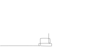 Tek bir çizginin kendi kendine çizimi, yangın durumunda önleyici önlemler için kullanılan yangın musluğunu yol kenarına çeker. Devamlı çizgi çekme. Tam uzunluktaki canlandırma.