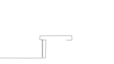 Trafik kazaları nedeniyle tamir edilen yolun kenarındaki inşaat tahtasının altına çizilmiş, sürekli tek bir çizginin animasyonlu çizimi. Tam uzunluktaki tek çizgi canlandırması.