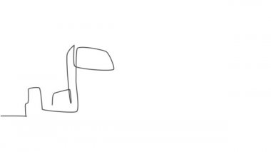 Sürekli çizilen tek bir çizgi Hindistan 'da yerel yolculara ve tatilde olan yabancı turistlere hizmet veren geleneksel ulaşımı kendine çekiyor. Bir çizgi. Tam uzunluk canlandırması.