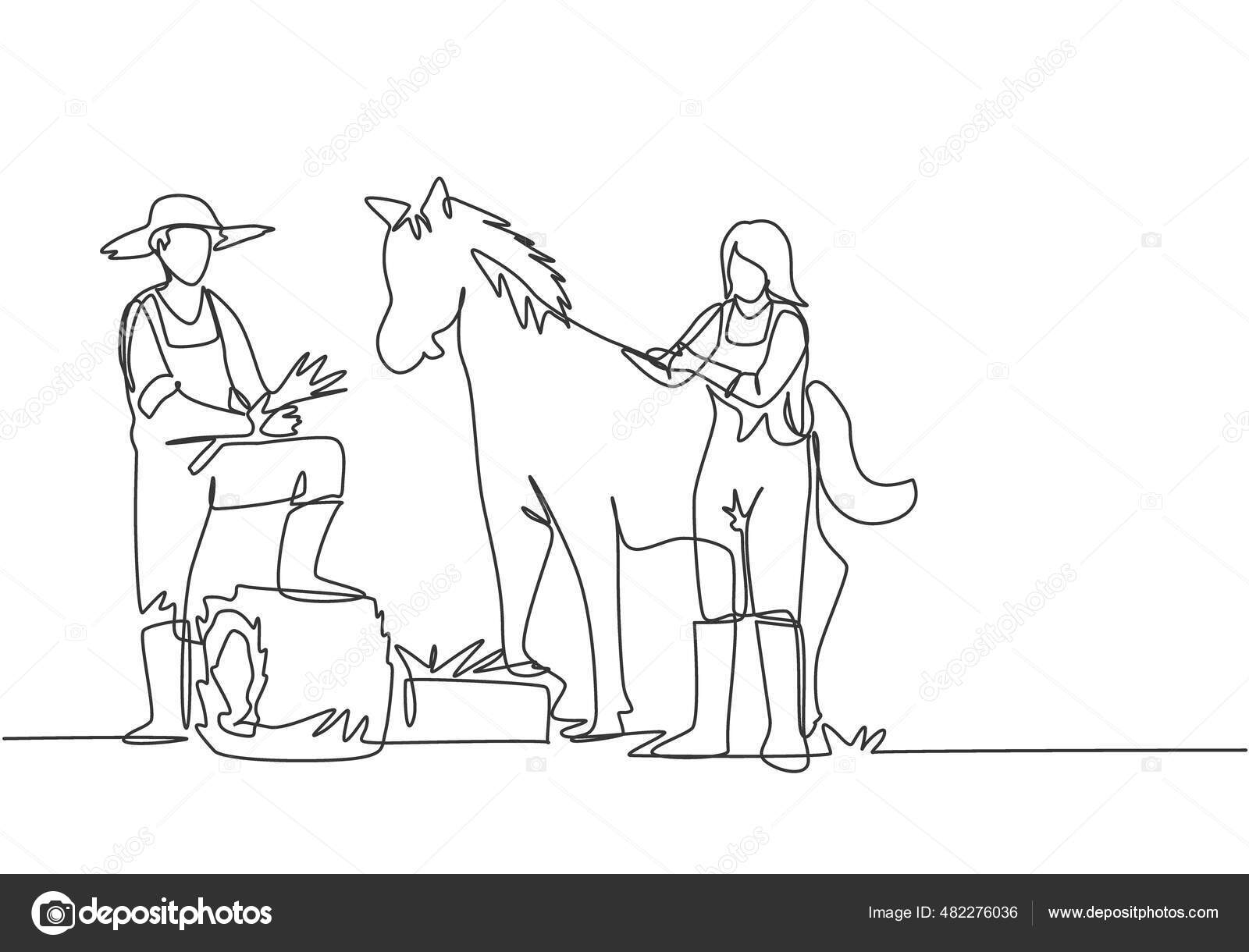 Enkelt Linje Tegning Mandlige Landmand Trampede Sine Fødder Ind Den  Stock-vektor af ©SimpleLine 482276036