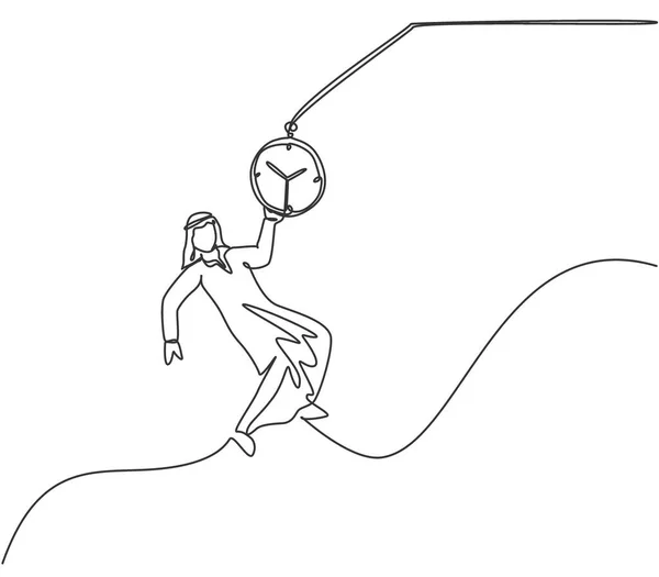 Single Continuous Line Drawing Young Arab Business Man Swinging Pocket Stock Illustration