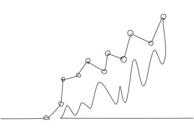 Başarılı bir iş piyasası grafik tablosu çizimi. Ekonomik büyüme asgari düzeyde. Modern sürekli çizgi çizimi tasarım grafik vektör çizimi