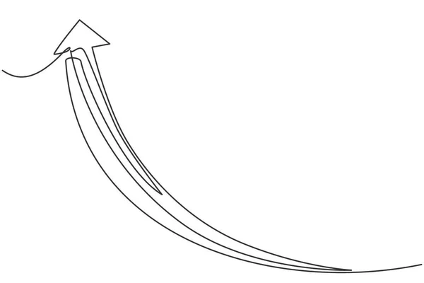 Einzelne Durchgehende Linienzeichnung Des Aufsteigenden Pfeilsymbols Oberhalb Des Zeigers Form — Stockvektor