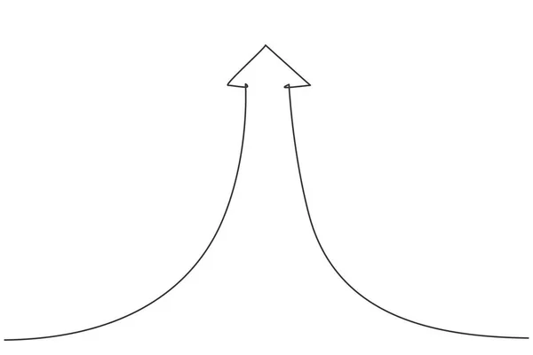 Dibujo Una Sola Línea Continua Éxito Levantando Logotipo Flecha Aumentar — Archivo Imágenes Vectoriales