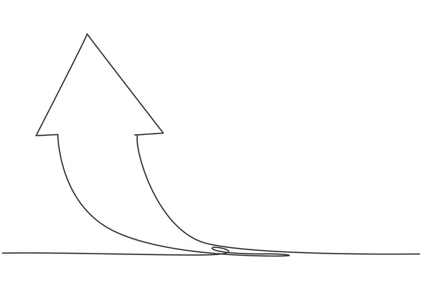 Single One Line Drawing Young Success Rising Sales Report Graph — Stock Vector