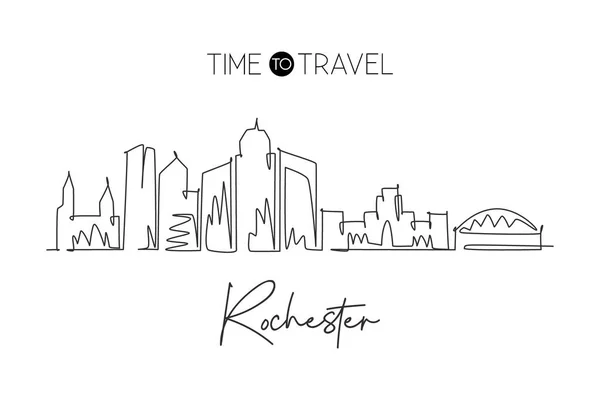 Une Ligne Continue Dessinant Rochester City Skyline État New York — Image vectorielle