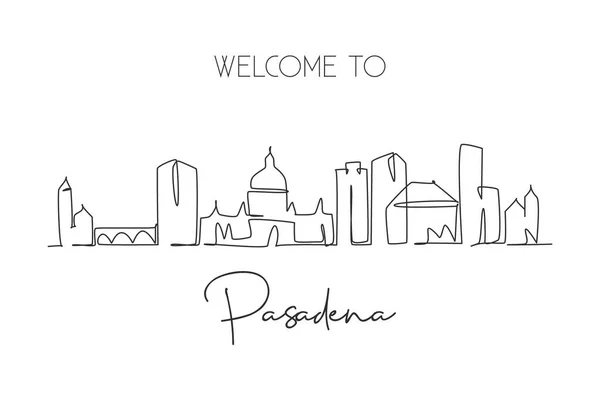 Dibujo Línea Continua Del Horizonte Ciudad Pasadena California Hermoso Punto — Vector de stock