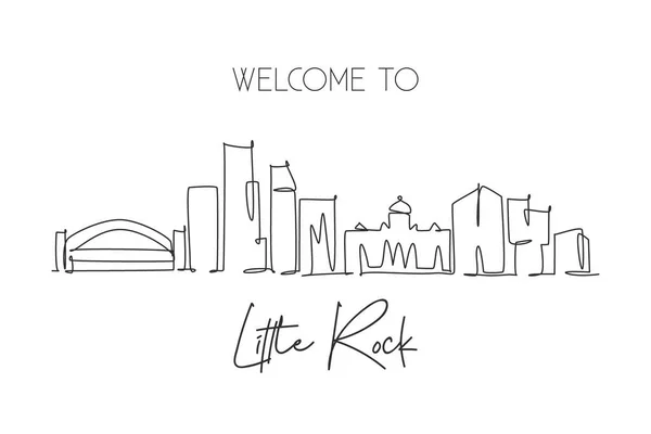 Single Continuous Line Drawing Little Rock Skyline Arkansas Paysage Célèbre — Image vectorielle