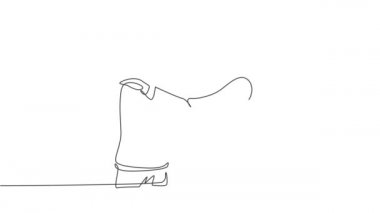 Tek bir çizginin kendi kendine çizimi, iş adamlarını büyük bir projeden sonra iş ortağını tokalaşırken çekiyor. Harika bir takım çalışması. İş anlaşması konsepti sürekli çizgi çekme stili. Görüntü.