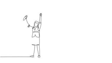 Yapı yeleği giyen genç mimar ve müteahhit bir çizimin animasyonu bir proje anlaşmasını kutlamak için ellerini havaya kaldırdı. Sürekli kendini çizme animasyonu. Tam hareket.