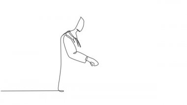 Sürekli kendini çizen animasyon, genç bayan doktorun erkek doktorla hastanede tokalaşmasına neden oluyor. Harika bir sağlık ekibi çalışması konsepti. Tam uzunluktaki bir çizgi canlandırması.