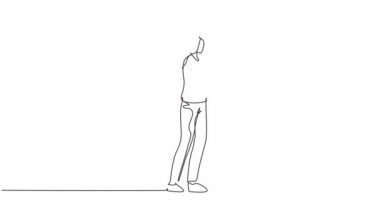 Sürekli çizim yapan kurye teslimatçı müşteriyle tokalaşıp bir paket kutusu veriyor. Teslimat servisi mükemmel bir konsept. Tam uzunluktaki bir çizgi canlandırması