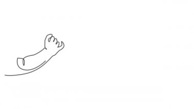 Babanın çocuğuna el uzattığı bir çizimin animasyonu. Anne sürekli olarak kendi kendine çizim yapıyor. Ebeveyn konsepti çizimi. Tam uzunluk hareketi.