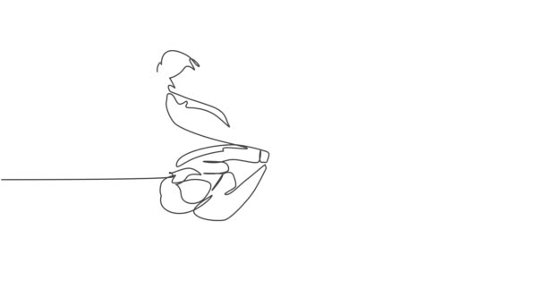 Animation Der Einzeiligen Zeichnung Von Geschäftsleuten Und Geschäftsfrauen Beim Händeschütteln — Stockvideo