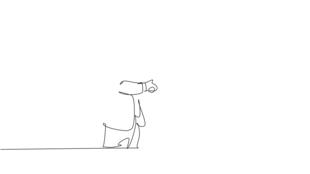 Self Drawing Animation Single Line Draw Businessmen Suite Handshaking His — Stock Video