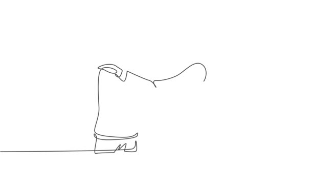 Саморисование Анимации Одной Линии Рисует Бизнесменов Пожимающих Руку Своему Бизнес — стоковое видео