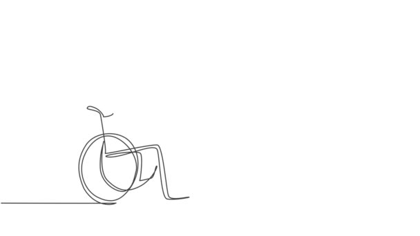 Анимация Однострочного Рисунка Посещения Рукопожатия Пожилого Пациента Инвалидной Коляской Больнице — стоковое видео